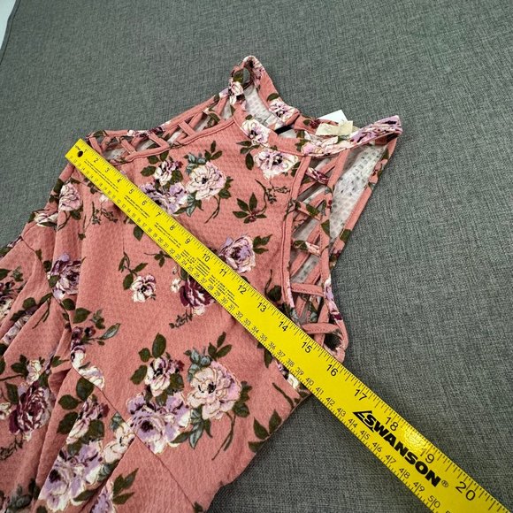 Rewind Floral Skater Dress Medium Sleeveless Pleated Peachy Color Brand New - Picture 10 of 15